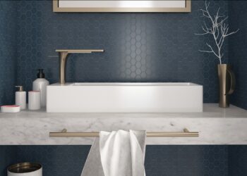 mosaico per il bagno blu opaco esagonale