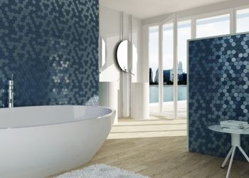 mosaico esagonale blu