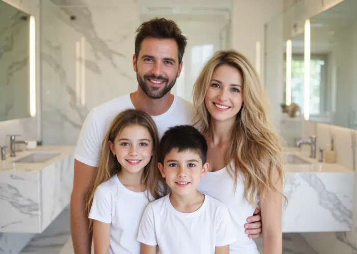 la ristrutturazione del bagno di casa rende la famiglia felice