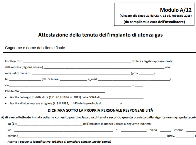 modulo a12 gas venezia treviso