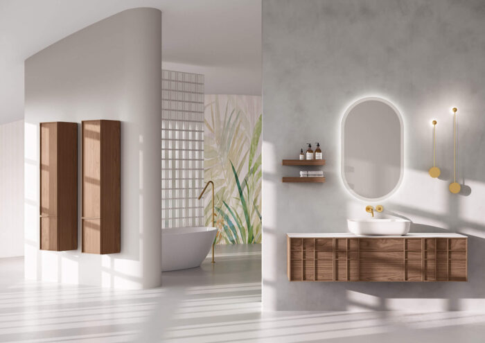composizione arredo bagno in legno