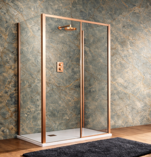 box doccia tre lati profili oro rosa