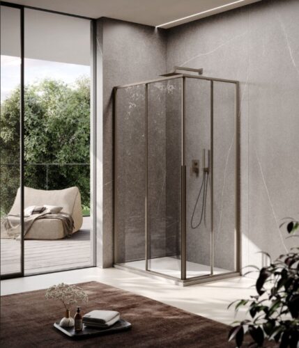 box moderno per docce angolari con porte in cristallo