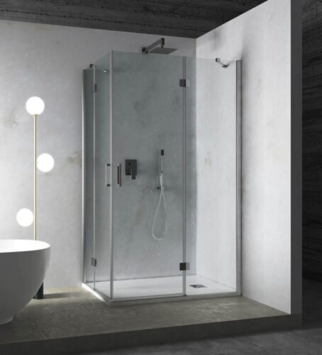 box doccia con apertura a soffietto a libro o compasso