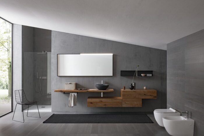 composizione arredo mensolone legno massello