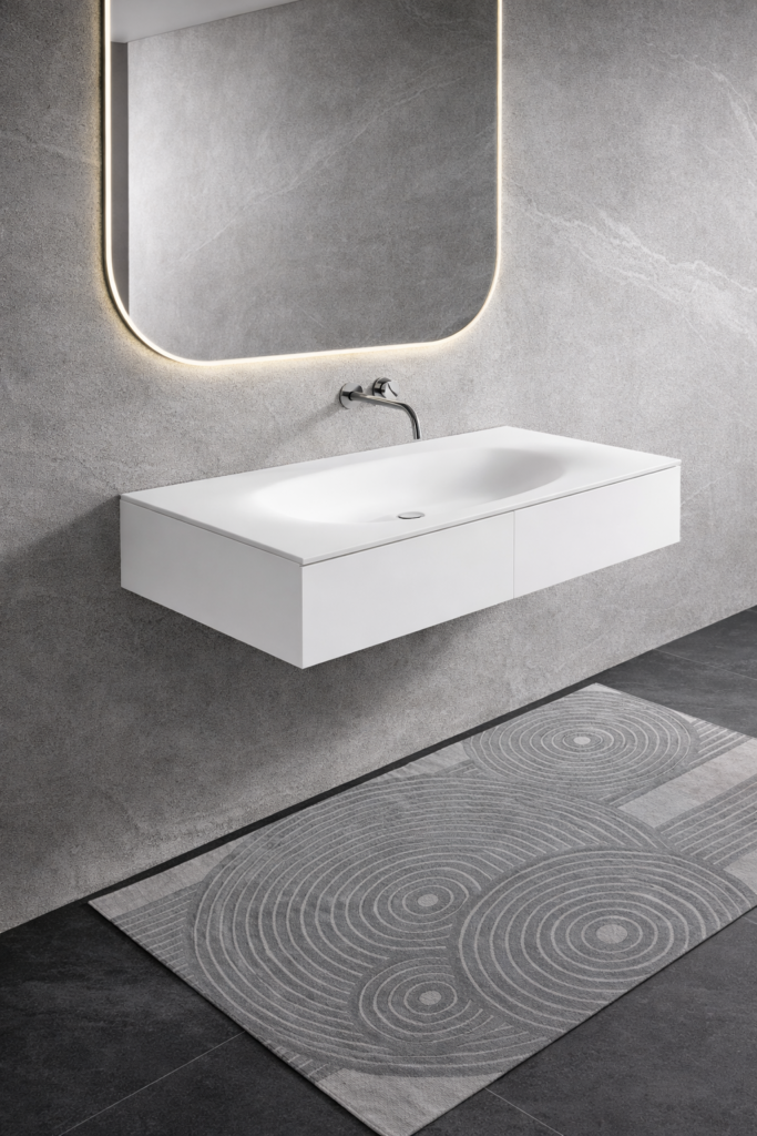 arredobagno con top ceramica bianca opaca