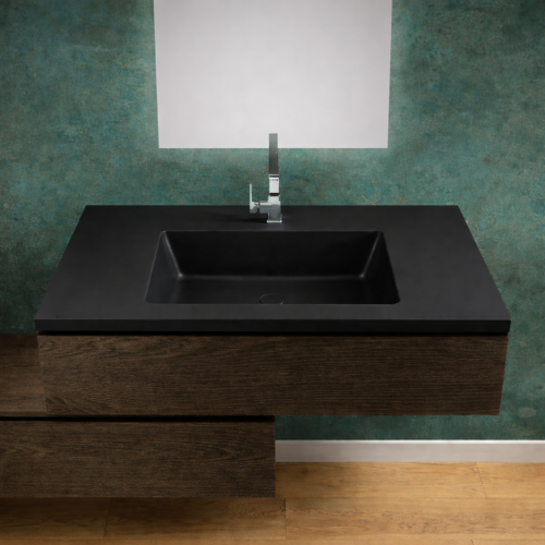 lavabo integrato su top nero