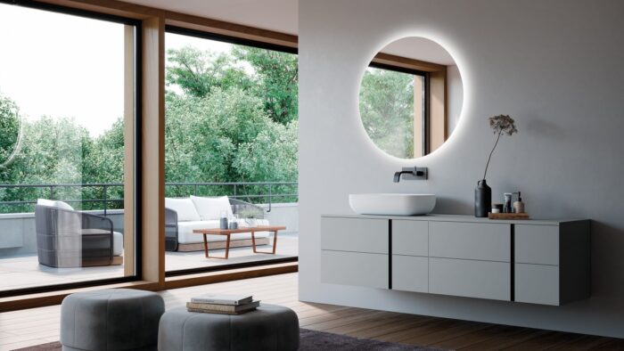 mobile per bagno sospeso con catino appoggio