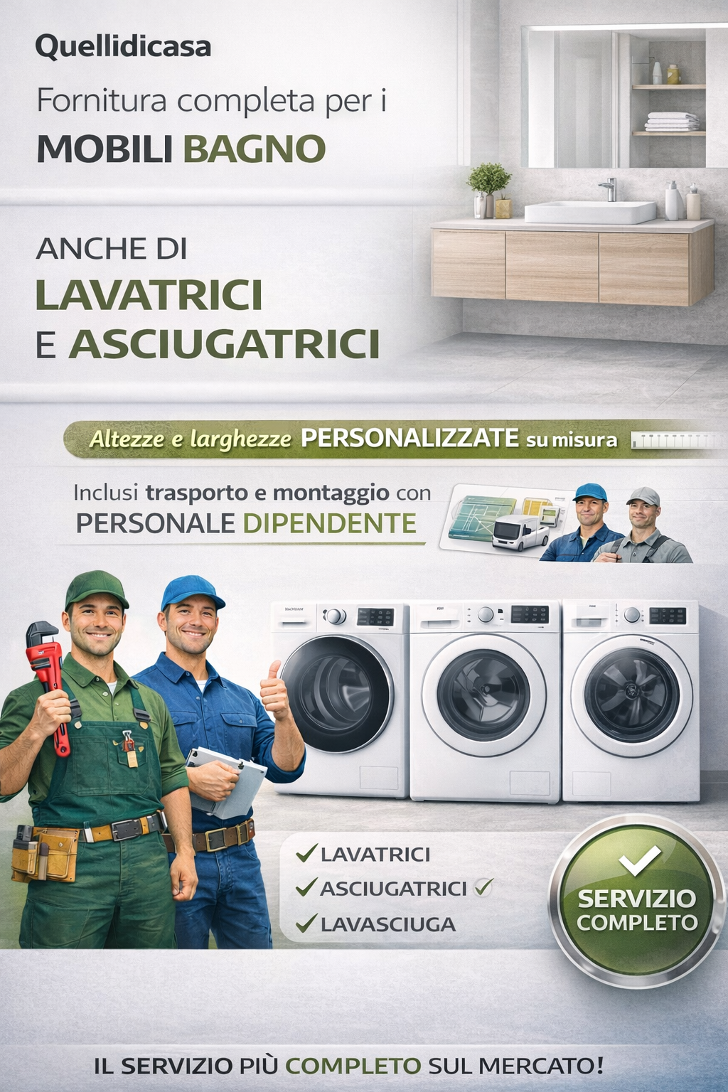 offerta mobile bagno completo di lavatrice e asciugatrice