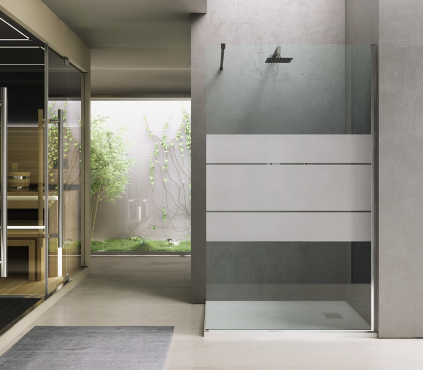 parete doccia walk-in vetro satinato per privacy