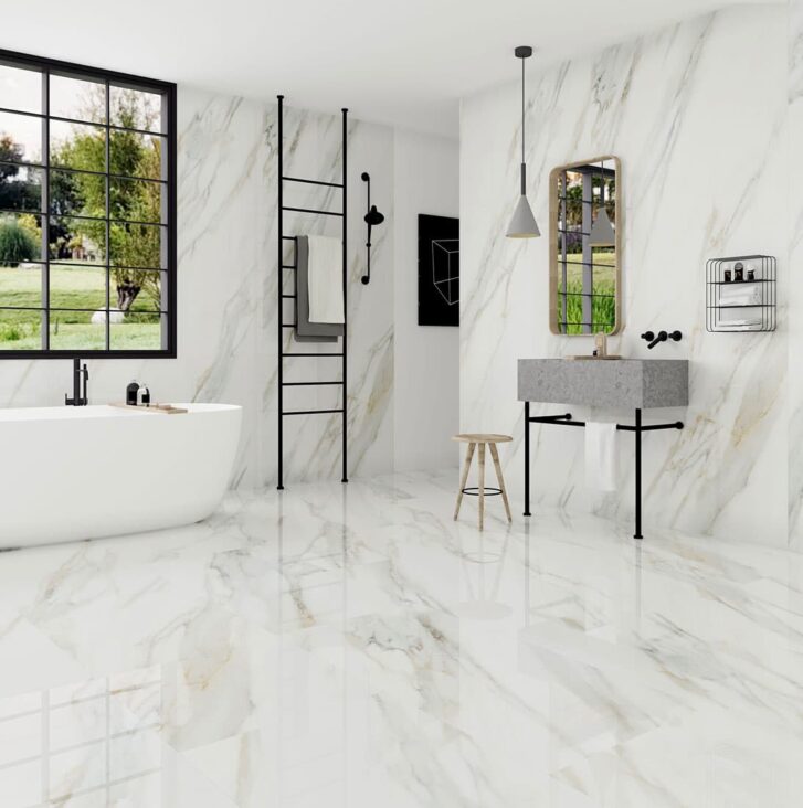 rivestimento spc bagno marmo calacatta